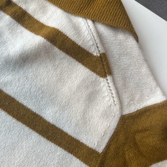 Everlane ReCashmere Collared Sweater | Cream and Brown Stripes | Women’s Small - Picture 11 of 13